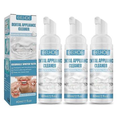 1/2/3 kpl oikomiskalvon puhdistusaine ja valkaisuvaahto 60 ml, puhdas pidike ja henkselit, suunhoitoon 3PCS