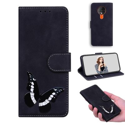 Etui til Tecno Spark 6 Butterfly Cover Premium Læder Magnetisk- Pink Sort
