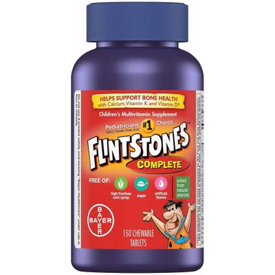 Flintstones Lasten täydelliset monivitamiiniset purutabletit, hedelmäsekoitukset, 150 ea