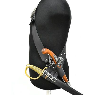 Musketeer Pirate Skulderbelte Cutlass Flintlock Holster Justerbar Sword Holder Scabbard Pu Leather Strap Cosplay Kostyme Rekvisitter