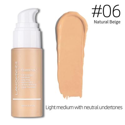 Langmanni Liquid Foundation Whiten Cover Dark Circles Foundation Kosmetisk 06