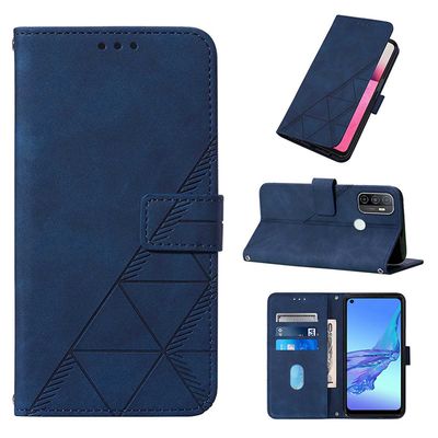 Gangxun Kompatibel med Oppo A53 / A33 2020 etui læder folio cover tegnebog magnetisk premium Tui Coque blå