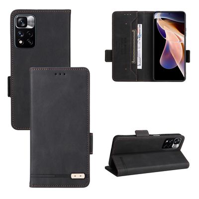 Gangxun Etui til Xiaomi Redmi Note 11 Pro / pro Plus 5g læderetui Folio Flip med kreditkortspor Etui Coque Sort