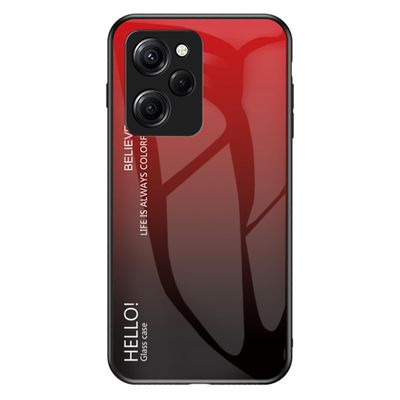 Xiaomi Poco X5 Pro 5G / Redmi Note 12 Pro Speed 5G -puhelinkotelo karkaistu lasi ohut kotelo Kaltevuus Punainen musta