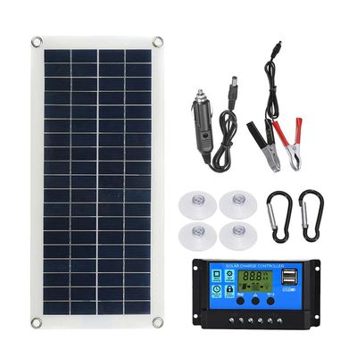 Bærbar 300W Solar fleksibelt panelsett 12 / 24V Switch USB Charging Interface Solkort med kontroller Vanntette solceller for telefon RV bil Standar...