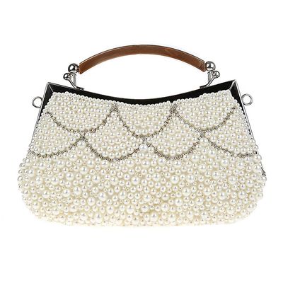 Kaxidy Efterligning Pearl Clutch Pung Hvid
