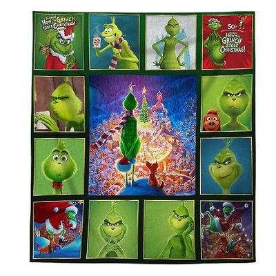 Bestdaily Joulu Grinch Flannel Blanket Fleece Faux Fur Kodikas Pehmeä Lämmin Sohvatuoli Heitä Peitto A 100*150cm