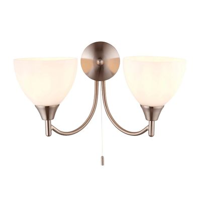 Endon Collection Lighting Alton 2 Lys indendørs væg lys Satin Krom med Matt Opal Glas, E14