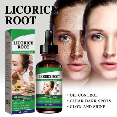 unbrand Lakrisrot beroliger betennelsesserum, rotekstrakt eterisk olje Anti pore krympende ansiktsserum akne 30ml 3 pcs