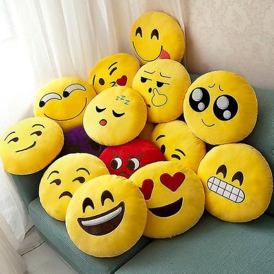 32cm Cute Kawaii uttrykksikoner Round plysj pute myk og kreativ gave til jenter og barn, uttrykksikon pute leketøy 5