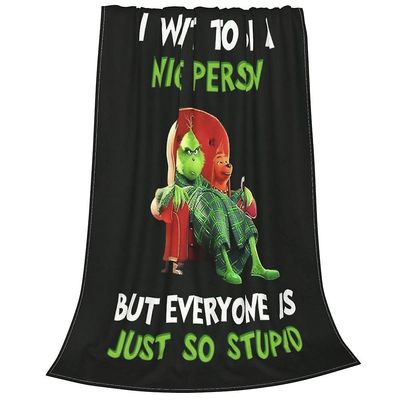 Eocici Den Grinch Blanket Soft koselige gaver julebord soverom dekorasjon 1