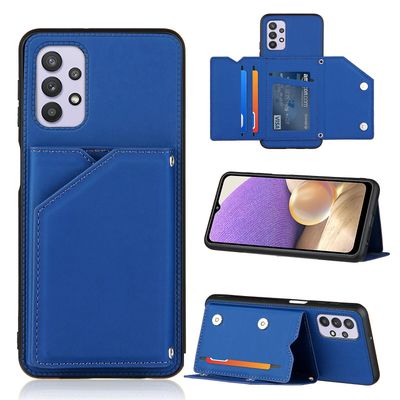 Gangxun Sag Til Samsung Galaxy A32 5g Vintage Cuir Cover Læderetui Kofanger - Bleu