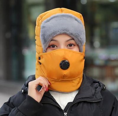 Witdreamer Mænd Kvinder Winter Bomber Hat Øre Flap Ski Ansigtsmaske Cap Ridning Motorcykel Udendørs gul