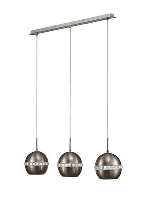 Inspired Lighting Andrea Loft Vedhæng 3 Lys E27 Lineær poleret Krom, Krystal