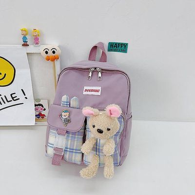 Ny børnehave drenge og piger Baby Cute Cartoon Tasker Børnehave Fashionable Rygsække Violet