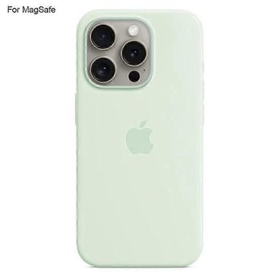 IPhone 15 Pro Max -kotelolle, joka on yhteensopiva MagSafe-nestemäisen silikonipuhelimen takakannen kanssa [Induction Popov Mint Green