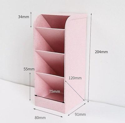 Creative Multifunktionel 4 Grid Desktop Organizer Pen Holder, 204mm X 91mm X 80mm, Pink Color