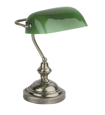 Faro Lighting (UK) Faro Banker - 1 Light Banker Lamp Green, Antik Guld, E27