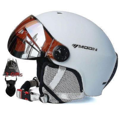 Moon hiihtokypärä Kiinteästi valettu PC + EPS Laskettelulasit Laskettelukypärä Ulkona aikuisille Lasten urheilu Ski Sno Valkoinen XL(61-63cm)