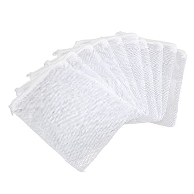 10 kpl akvaariosuodatinpusseja, suurireikäinen akvaariosuodatinpussi vetoketjulla, rakeiselle aktiivihiilelle, valkoinen