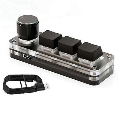 Macropad Makromekaaninen näppäimistö RGB Mini Gaming Mukautettu ohjelmointinuppi näppäimistöt 3 näppäintä valokuvalle Musta