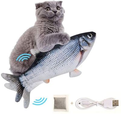 Xqday Interaktiv Cat Toy Cat Fish Legetøj, Catnip Plys Legetøj, Elektronisk Fisk Legetøj Motion