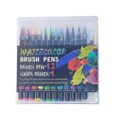 Suren 12-farve Vandopløselig Blød hårmarkør Pen Akvarel Pen Student Art Supplies Hook Line Pen Håndmalet