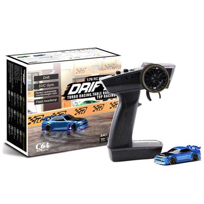 Yituo Turbo Racing 1:76 C64 Drift Rc bil med gyro radio full proporsjonal leker rtr kk Blå