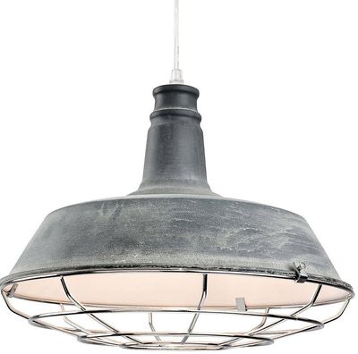 Firstlight Lighting Manta 1 Light Dome Loft Vedhæng Beton, Chrome Grill, E27