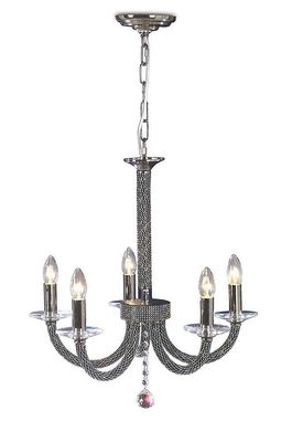 Inspired Lighting Elena Loft Vedhæng Lysekrone 5 Lys sort Krom, Krystal