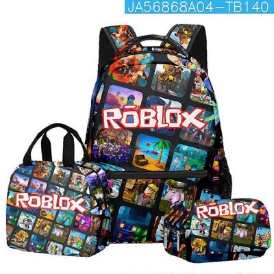ROBLOX Virtuaalimaailma Ala- ja Yläkoulun Tyttöjen Koulureppu Lounaslaukku Kaksikerroksinen Penaali Kolmiosainen Setti 3PC---M