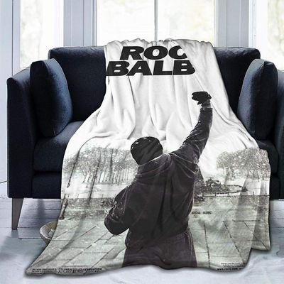 Black Rocky Balboa Barn Voksne Ultra-myk Micro Fleece Blanket Kast Hele sesongen Fuzzy Lightweight Kast tepper For Office Company Home Couch Bed So...