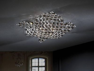 Schuller Lighting Lør 4 Lys Krystal Flush Loft Light Chrome, G9