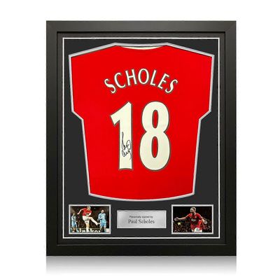 Exclusive Memorabilia Paul Scholes allekirjoitti Manchester Unitedin jalkapallopaidan kaudelle 2022-23. Vakiokehys