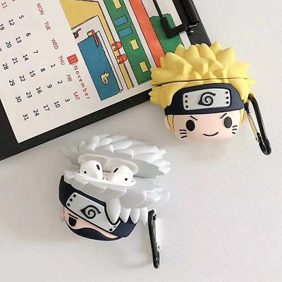 Unbrand anime søt q naruto for airpods 1/2 silikon trådløs øretelefon beskyttende deksel Hvit 1 Pc