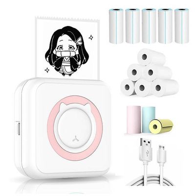 Lanou Mini lommeklistermærkeprinter, Bluetooth trådløs bærbar mobil printermaskine termisk printer til noter, notat, foto, lommeetiketkvitteringspr...