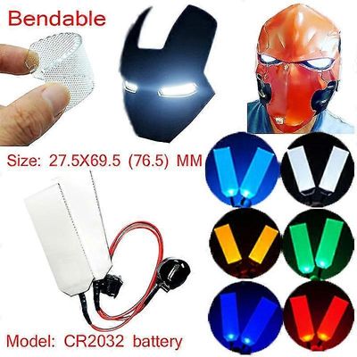 27.5x69.5 (76.5) mm joustava taivutettava DIY-led-valosilmäsarjat Halloween-kypärämaskille silmävalo cosplay-lisävarusteet Cr2032-tulo PUNAINEN