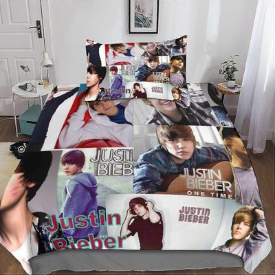 Kerota Justin-Bieber vuodevaatteet 3D-pussilakana, painettu 2 kpl, mikrokuituliina pussilakana vetoketjulla suljettava tyynyliina yhden hengen Sing...