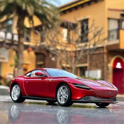 Redkid 1/24 Ferrari ROMA Alloy Racing Car -malli Diecasts Metal Toy Sports Car Model High Simulation Collection Lasten lahjat Punainen