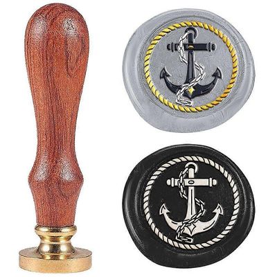 1kpl vahasinetti leimasinsarja sinetöintivahaleimasin kiinteät messinkipäät puukahvoilla kirjekuorille kutsut lahjakortti ankkuri ja ruori 83x22mm ...