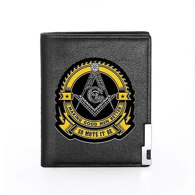 Bricks Masons Kompas og firkantet g frimurerisk tegnebog og kreditkortholder (20 varianter) Bg465-sort