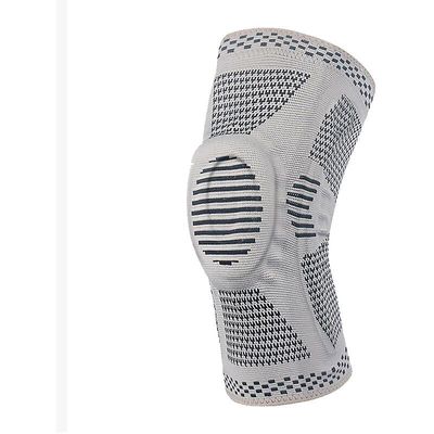 Knee Brace (harmaa, L) Urheilulliset polvisuojat silikonityynyillä ja neulotuilla sivuvakaajilla
