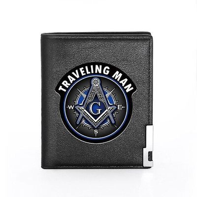 Bricks Masons Kompas og firkantet g frimurerisk tegnebog og kreditkortholder (20 varianter) Bg171-sort