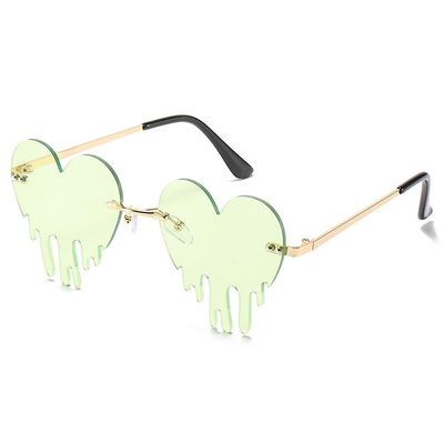 Liltop Unisex Fashion Heart Solbriller Sjov Fest Rimless Shades Førerbriller Grøn