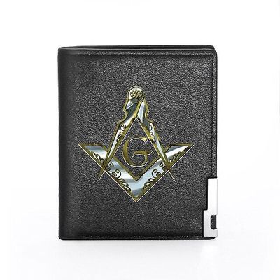 Bricks Masons Kompas og firkantet g frimurerisk tegnebog og kreditkortholder (20 varianter) Bg081-sort
