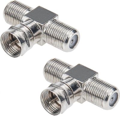 TCGG-koaksiaalikaapelin jakaja, TV-jakaja 2 in 1 ulos 2-pakkaus F-tyyppi RG6 uros - 2 f naaras 3-suuntainen kaapelinjakaja koaksiaali T-liitinsovit...