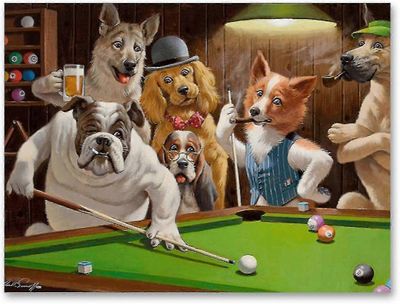 Black Friday -tarjoukset Seinätaidekuvat Koirat pelaavat biljardia Canvas maalaus Hauska