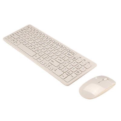 Hiljainen langaton näppäimistö ja hiiri mini universaali 2.4g vastaanotinnäppäimistö hiirellä suklaa näppäimistö PC-kannettavalle Valkoinen