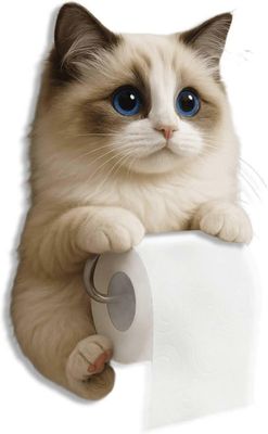 unbrand Kissan paperiteline, hauska 3D-kissan paperipyyheteline, söpö koristeellinen wc-paperiteline seinäkiinnitykseen kylpyhuoneen keittiöön, ain...
