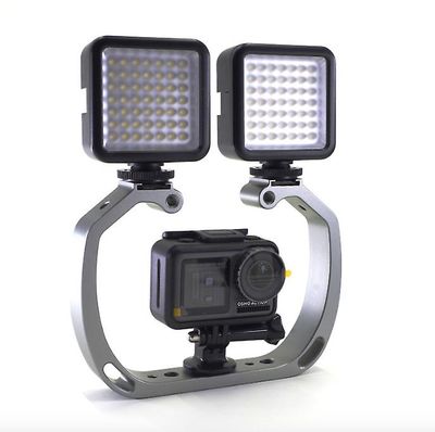 Ruili Gopro Dykning Underwater Dobbelt-arm håndholdt støtte stabilisator Holder Cage